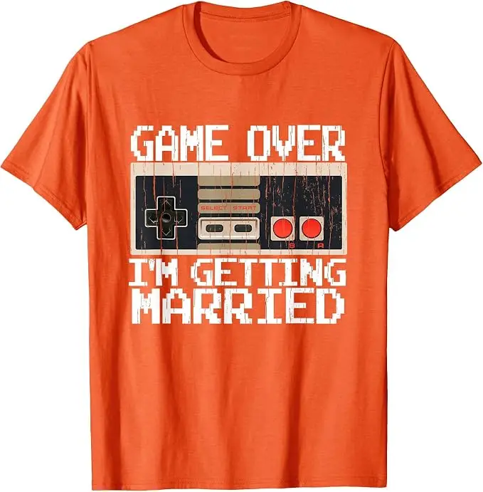 Game Over Ich heirate – Gamer-Bräutigam-T-Shirt, Y2k-Videospiel-Liebhaber, Bräutigam, Verlobter, Grafik-Bekleidung, Herrenmode, Neuheitengeschenk – Detail 8