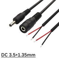 DC 3.5mm x 1.35mm Data Extension Transfer Adapter Cable Male/Female for CCTV Camera DIY Black