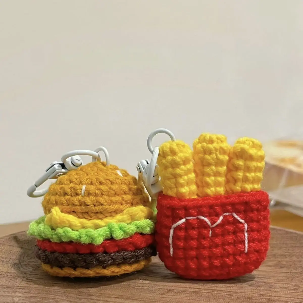 French Fries Doll Handmade Kit Hamburger Plush Knitting Doll Beginner Home Room Decoration Creative DIY Pendant Christmas Gifts