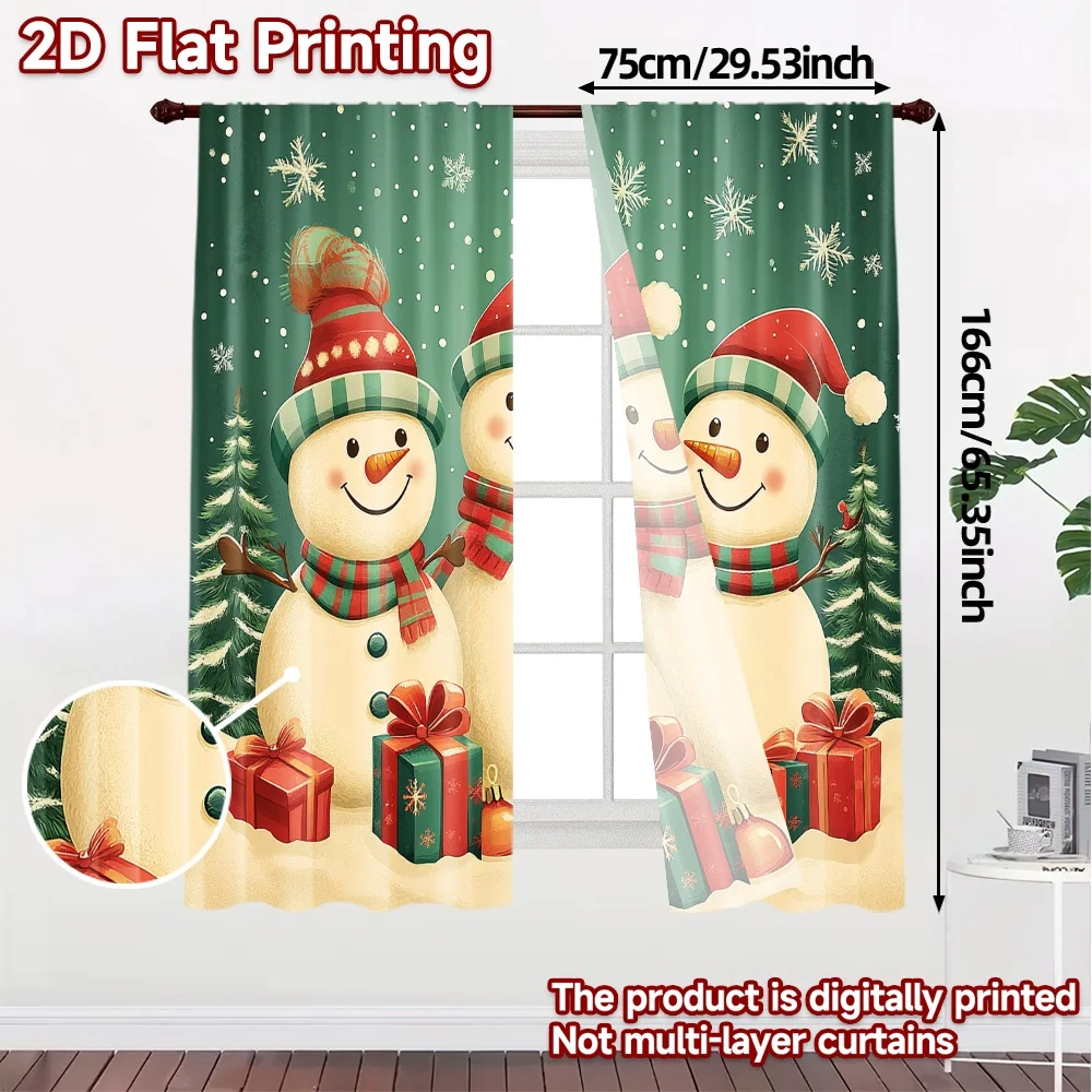 2pcs,Curtains Cute Snowman Christmas Holiday_c (2) Popular Curtain Fabric Versatile Fabric Curtains Room Decor Use for Bedroom,