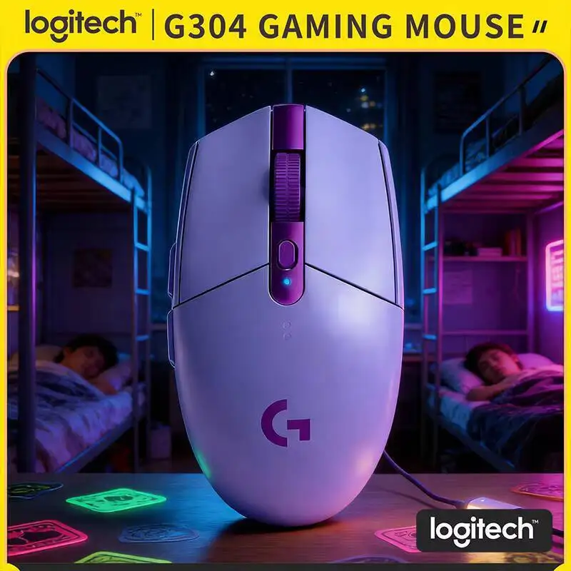 

Игровая мышь Logitech G304, беспроводная 2,4 ГГц, сенсор HERO 12000 DPI, 6 программируемых кнопок, накладки из ПТФЭ