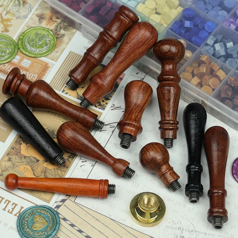 Retro Wooden Handle for Wax Sealing Stamp Antique Wood Fire Paint Seal Handle Wedding Invitations DIY Wax Seal Stamp Accessories