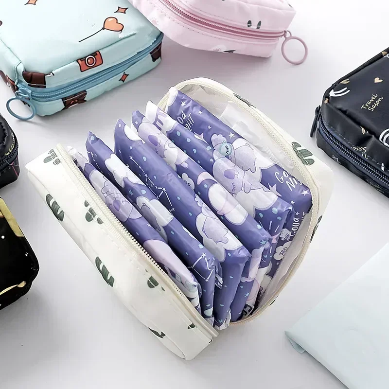 Girls Cute Waterproof Tampon Holder Organizer Women Cosmetic Lipstick Bags Coin Purse Makeup Storage Bags Sanitary Pad Pouch