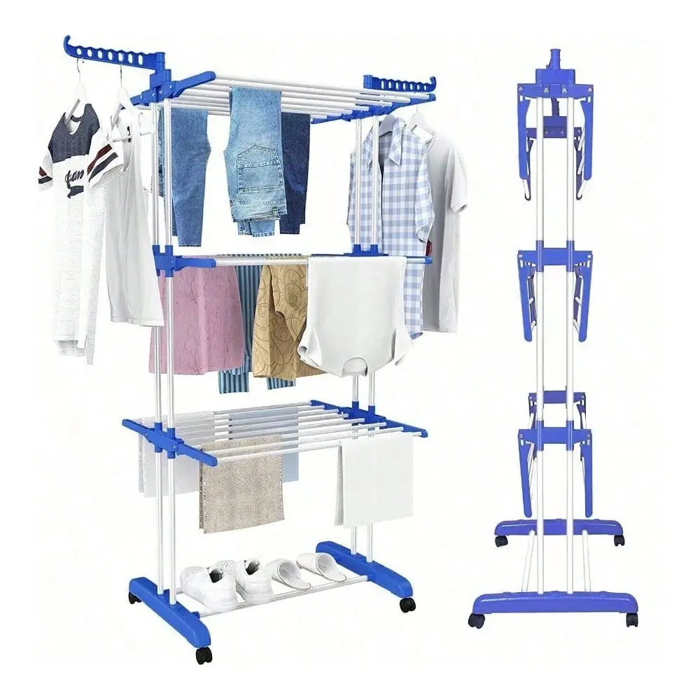 Freestanding Stainless Steel Clothes Rack, Suitable For Drying Clothes, Towels, And Various Garments.