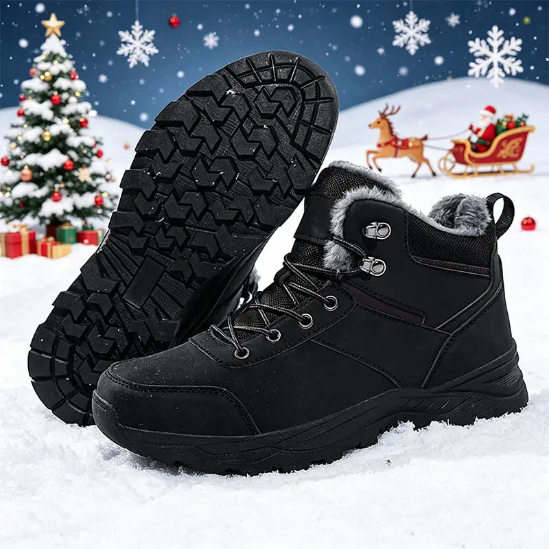 Winter Ankle Boots Men Boots PU Leather Snow Boots Man Plush Warm Shoe Waterproof Men Boots High Quality Male Cotton Shoes39-48