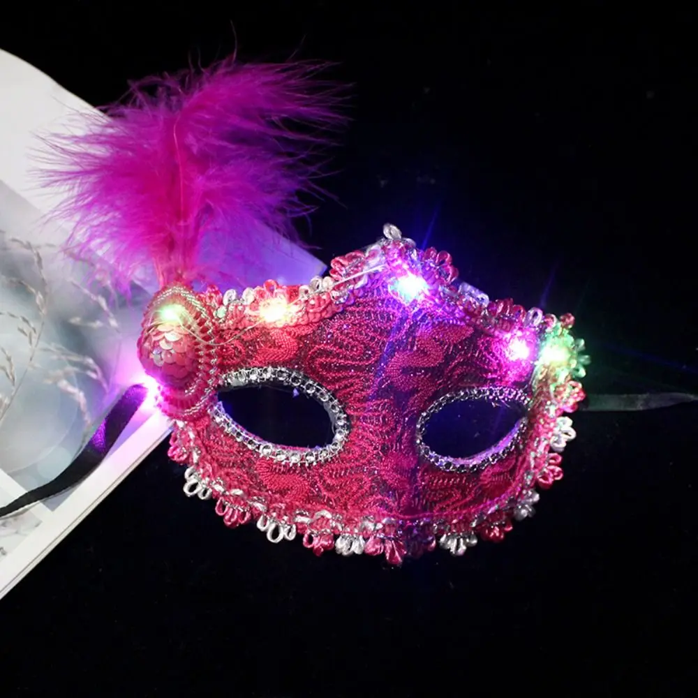 Party Supplies LED Glowing Mask Hollow Out Light Up Feather Butterfly Mask Makeup Plastic Venice Masquerade Masks