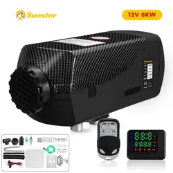 8KW 12V Car Parking Diesel Air Heater 10L Tank LCD Screen & Remote Control Rapid Heating and Low Noise for RV Trailer Camper Van