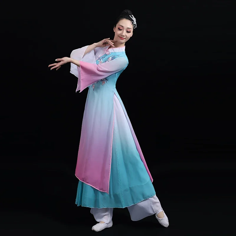 Ancient Chinese Costume Women Folk Dance Adults Yangko Stage Clothing Fairy Folk Dress Stage Wear Yangko Performance Clothing