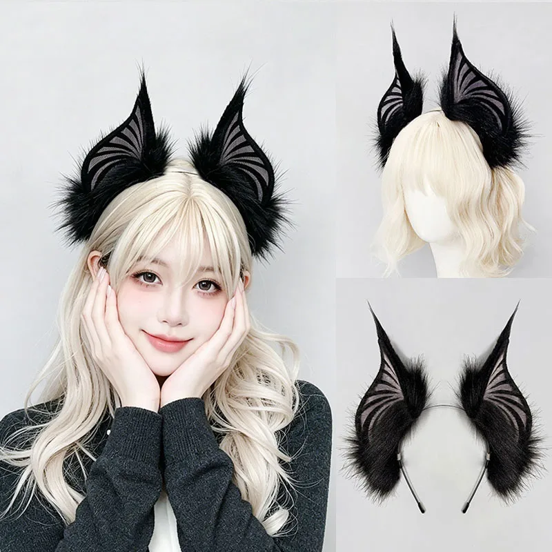 Halloween Vampire Bat  Ears Headband Dark Devil Hair Hoop For Men Women Cos Costume Accessory Comic Con Party Kemonomimi