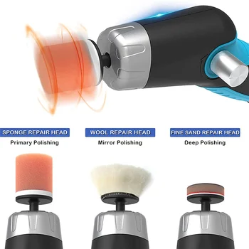 Cordless Car Bumper Polisher, Mini Portable Polisher Tool Kit for Car Detailing W/12V 2000MAh Rechargeable Battery &amp; Cable