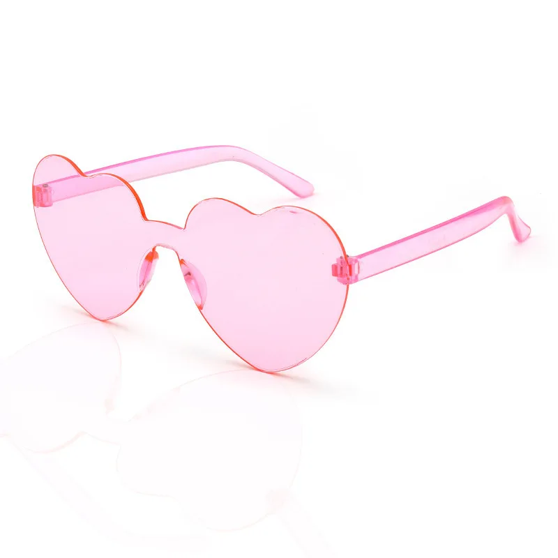 

Outdoor Heart Sunglasses Rimless Sunglasses For Women Heart Shaped Glasses Trendy Transparent Candy Color Eyewear Party Favor