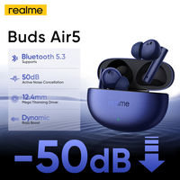 realme Buds Air 5 TWS Earphone 50dB Active Noise Cancellation Wireless Headphone IP54 Waterproof Bluetooth 5.3 Long Battery Life