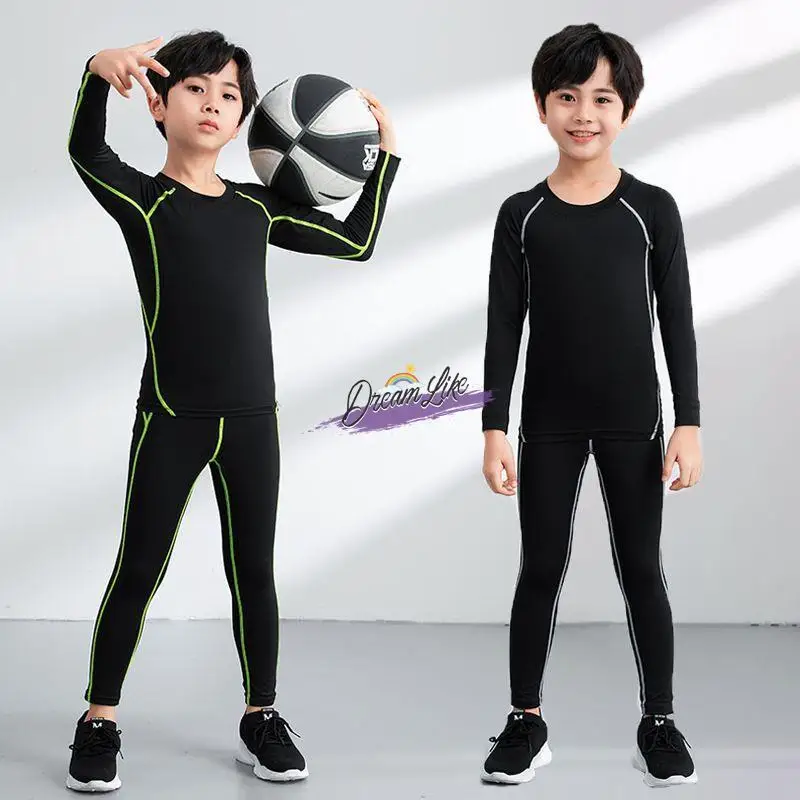 

Детский спортивный костюм с длинным рукавом для тренировок, баскетбола, футбола, бега, облегающая одежда, нижнее белье, базовый слой