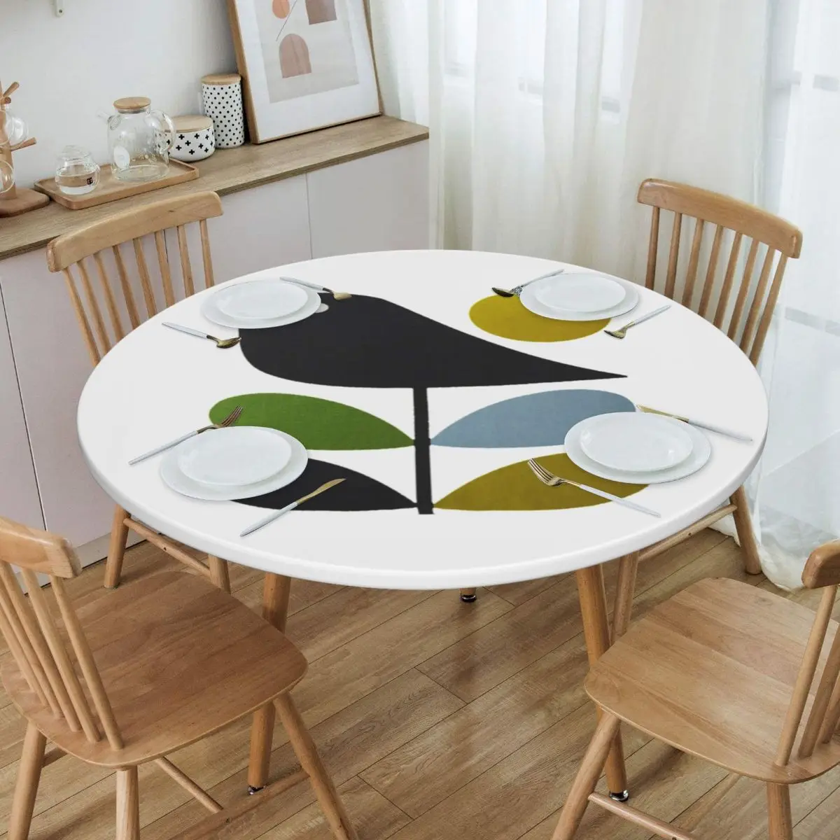 Round Kiely Orla Stem Bird Table Cloth Oilproof Tablecloth 40