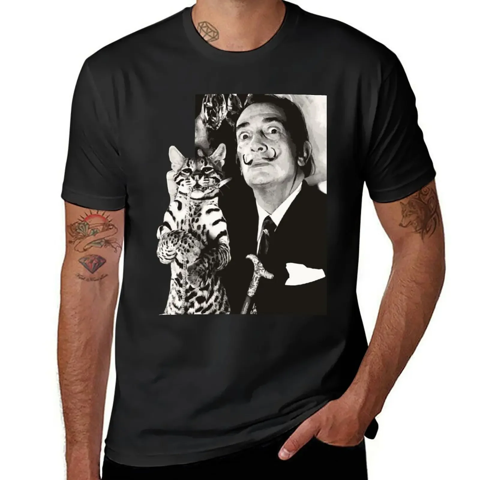 Dalí and ocelot T-Shirt sweat new edition korean fashion clothing for men