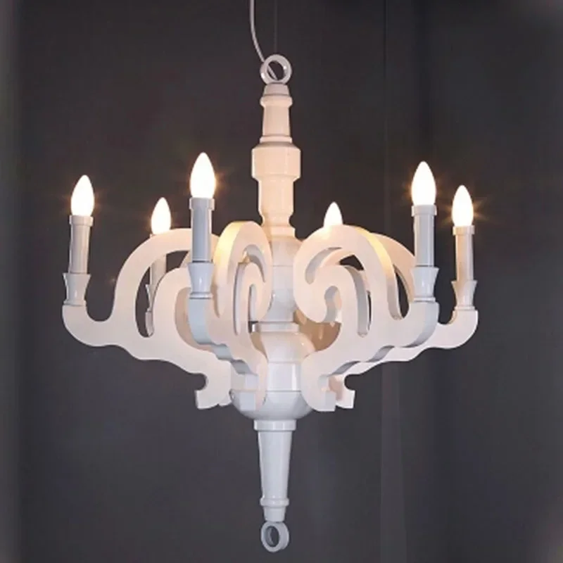 

D70cm White Wood Chandelier Lamp Chandelier Suspension Hanging Light