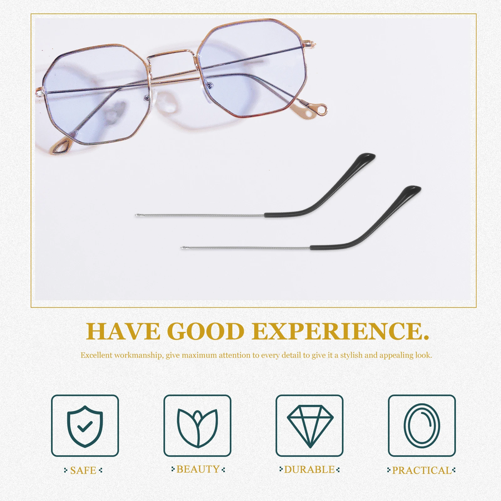 

Glasses Accessories Universal Replacement Temple Arms for Eyeglasses Sunglasses Nonslip Easy Install Metal Alloy Repair Kit