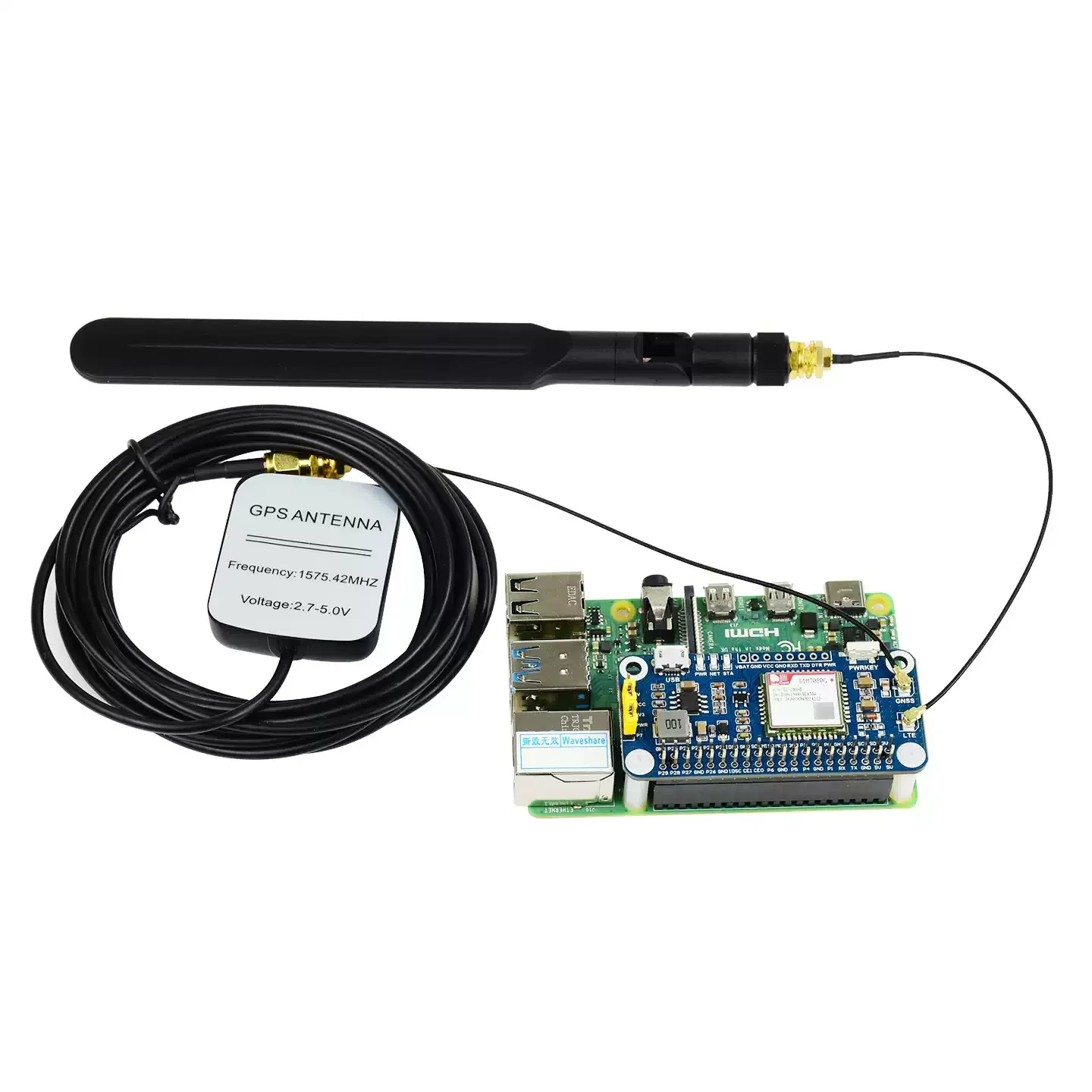 SIM7080G Cat-M/NB-IoT HAT,B-IoT/Cat-M(eMTC)/GNSS HAT for Raspberry Pi Based on SIM7080G Globally Applicable