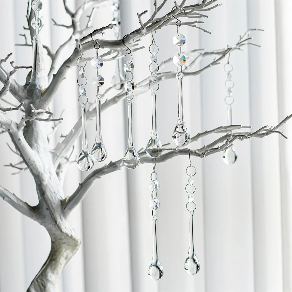 Camal 10Pcs Clear 80mm/3.2inch Crystal Raindrop Chandelier Prisms Pendants Lamp Lighting Parts Hanging Party Home DIY Decoration