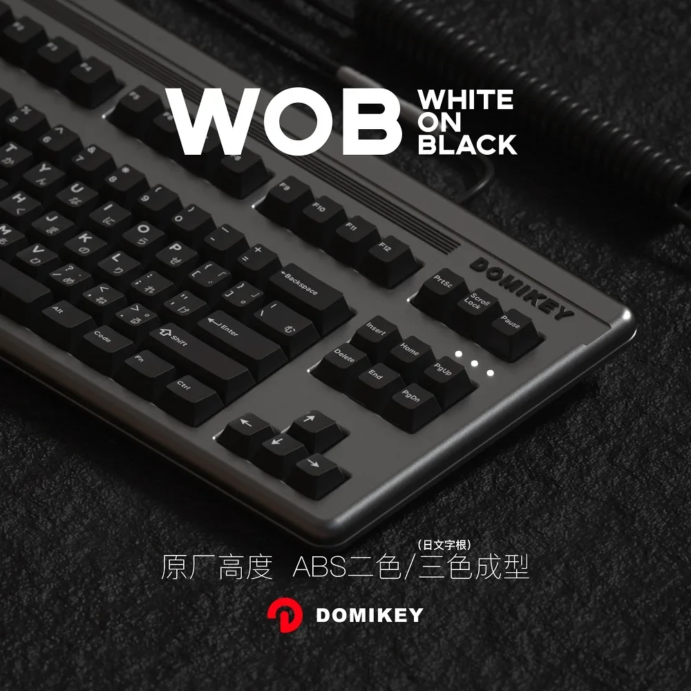 

Domikey WOB Keycaps Cherry Profile White On Black ABS Double Triple Shot Japanese Russian Mechanical Keyboard AULA F75 Game
