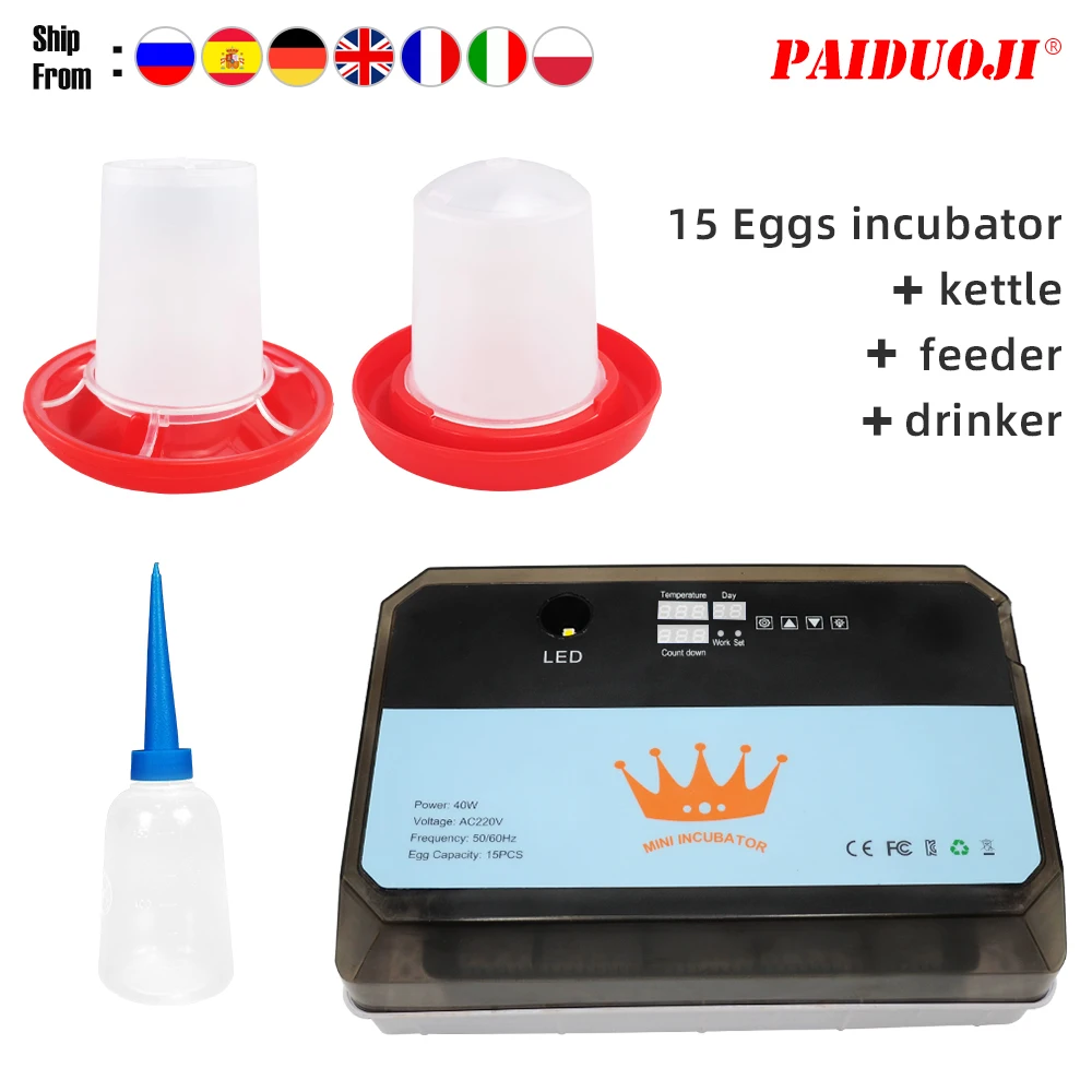 

15 Eggs Machine 110V/220V Automatic Digital Mini Incubator Egg Incubator Adjustable Temperature Hatchery Brooder for Chickens