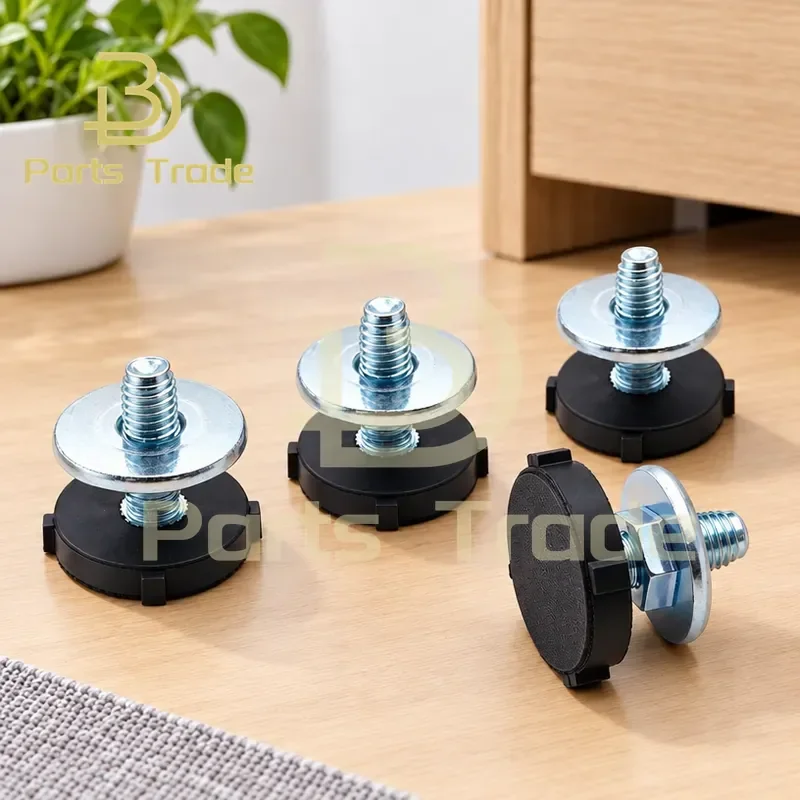 Adjustable Foot Screw Bolt Assembly with Horizontal Shock Absorbing Rubber Pad for Drum Washing Machine Base Stabilizer