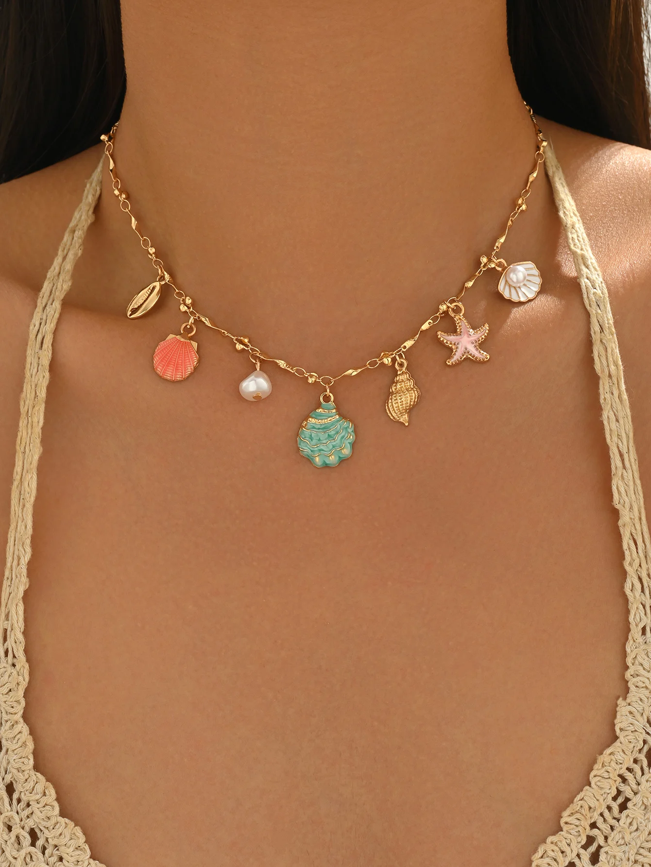 Ocean Whispers Pastel Shell Necklace S4e4eadd11d0643dcba64cde91f0696277