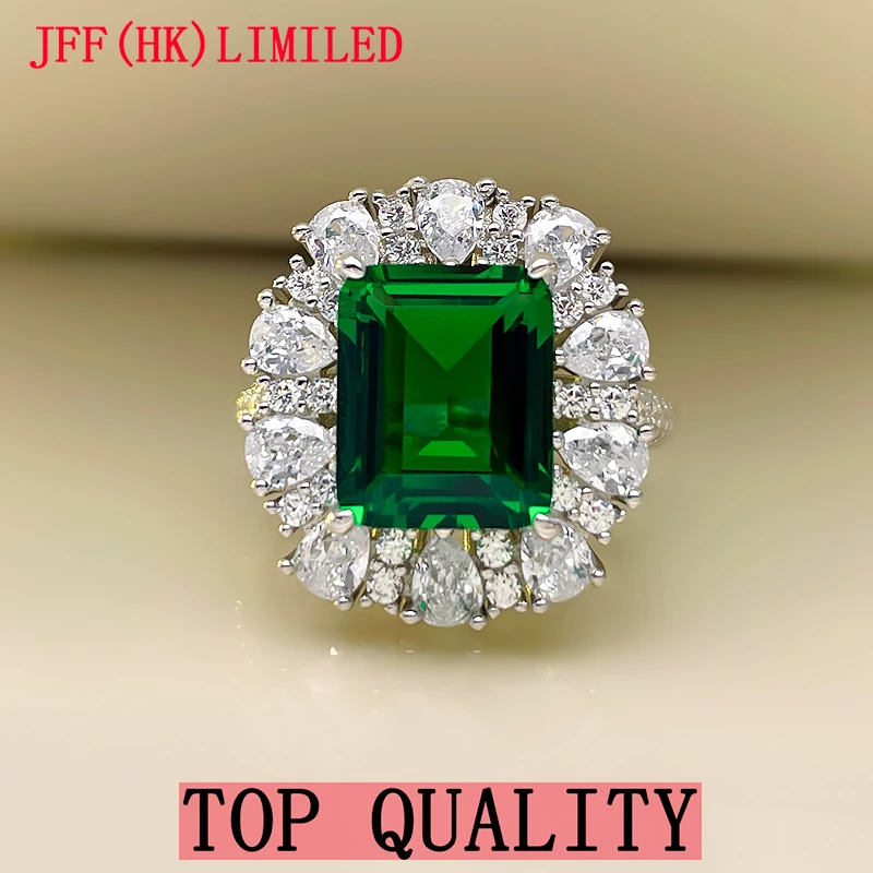 

Emerald ring female imitation diamond 925 sterling silver 5 carat premium 100% 18K gold 100% 9K gold ring Wedding ring