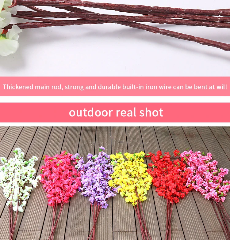 1/3/5 stücke Künstliche Pfirsichblüte Zweig Frühling Pflaume Kirschblüte Seidenblume Baum Dekoration Hause Hochzeit DIY Dekoration – Detail 9