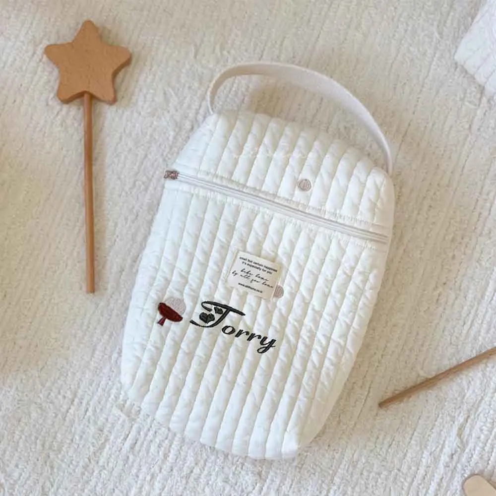 Personalized Name Outdoor Handbag, Stroller Hanging Bag, Multifunctional Mommy Bag, Custom Embroidered Tassel Mother Baby Bag
