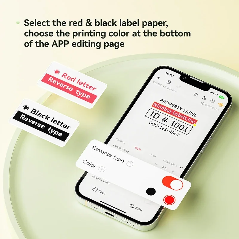 NiiMbot B21 Pro Thermal Printer Photo Paper Sticker Red Black Label Paper 300DPI HD Printing for Picture Warning Signs Supermark