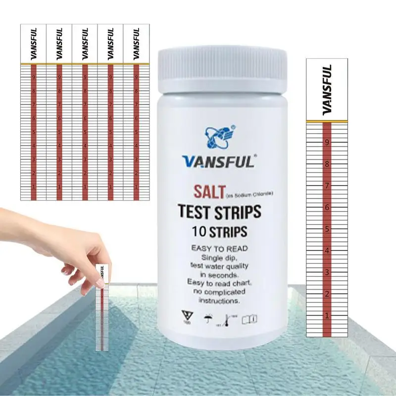 10Pcs/set Climbing Salt Test Strips Pool Saltwater Detection Strip Multi-Purpose Water Testing Tool For Pool Drinking Water