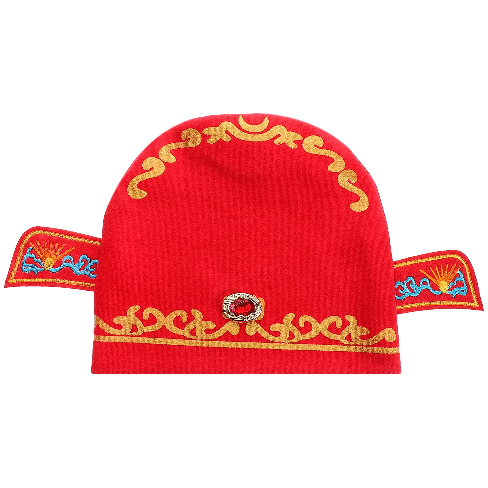 قبعة عيد الميلاد الأولى للأطفال من القطن الأحمر، قبعة ناعمة من Zhou Fortune Crown لالتقاط الصور الفوتوغرافية والحفلات والاحتفالات للجنسين لحديثي الولادة