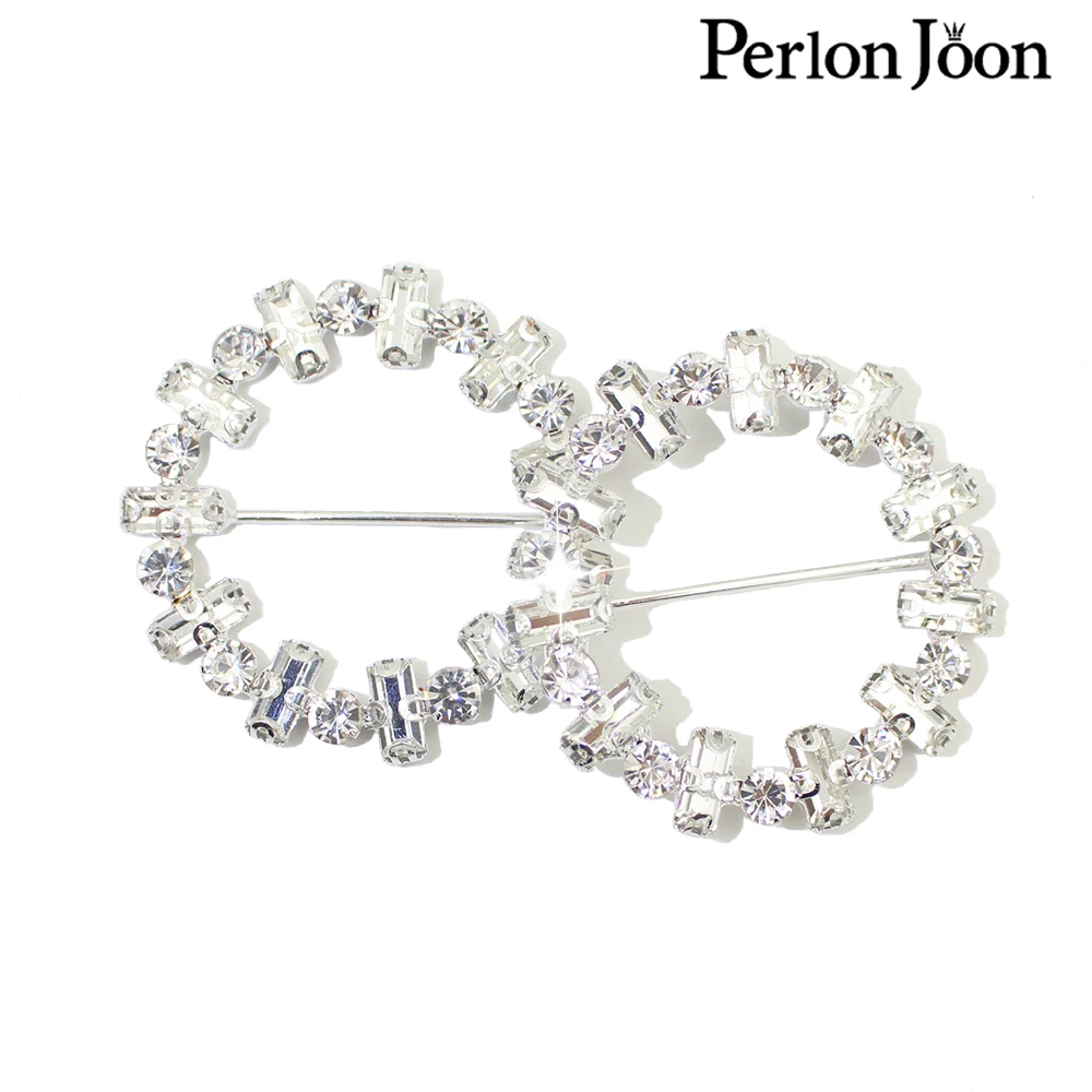 2Pcs 5.6cm(inner3.5cm) flicker rhinestone crystal belt buckel silver use on wedding dress clothing bag shoes accessories KT005 view 3