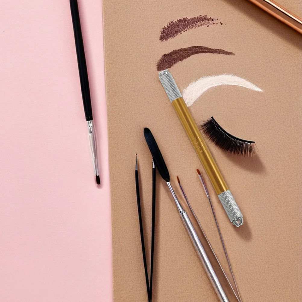 2Pcs Golden Manual Microblading Pencil Waterproof Eyebrow Tattoo Pen Enhances Density Defines Shape Perfect for Beginners