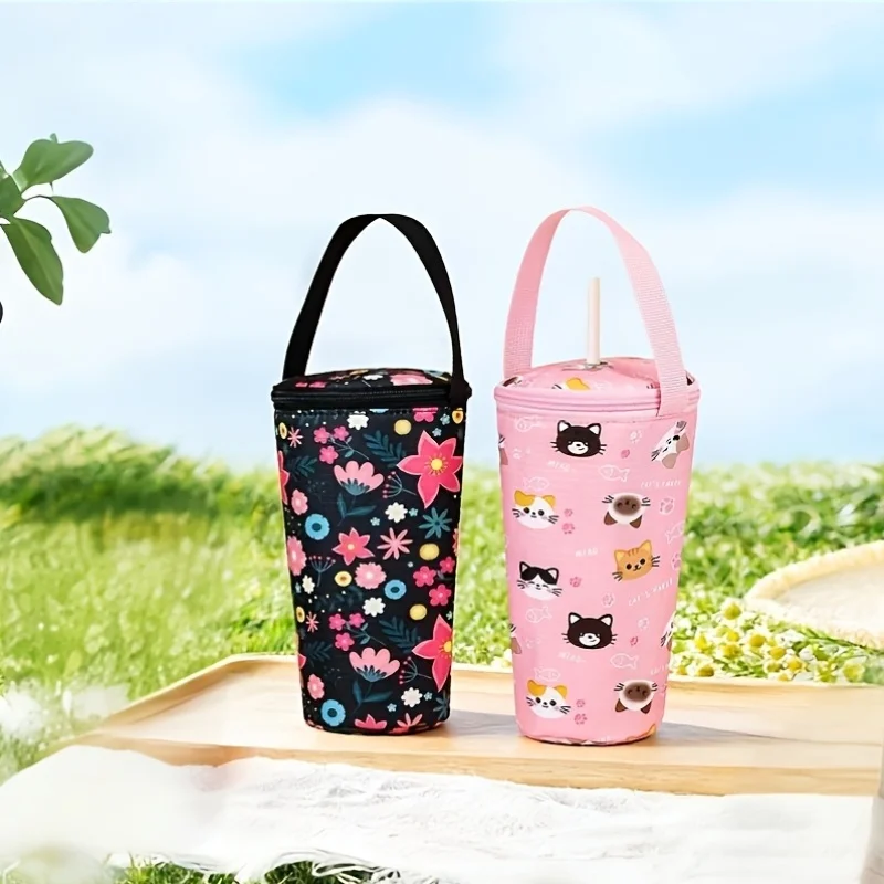 1Pc, Fashionable Floral Milk Tea Thermal Bag, Cold-Keeping Ice Pack for Outdoor Use, Non-Food Contact Safe