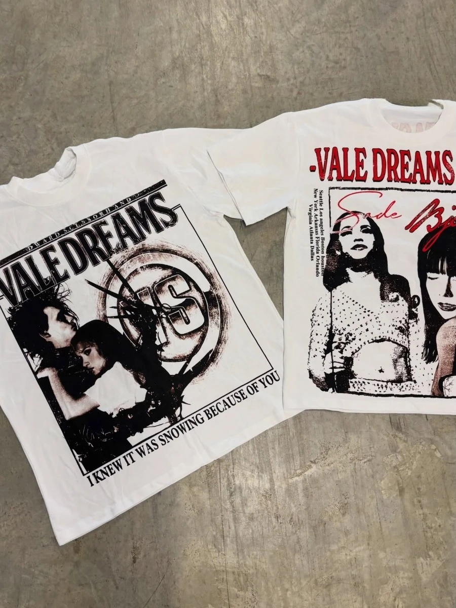 Y2K Vale Forever Valley Dreams Cream Scissorhands Tee Size Small Tee Summer New Vintage Breathable Streetwear