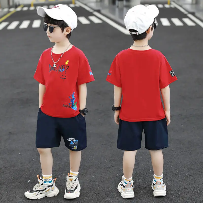 طقم ملابس أطفال على الطراز الكوري بدلة رياضية للأولاد طقم أطفال للأولاد من 4 بدلات فردية وملابس علوية مقطوعة سنوات