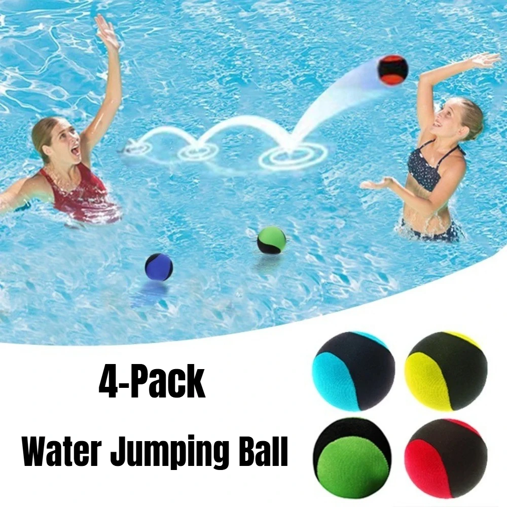 4PCS Water Jumping Ball Stress Relief Flexible NonSink Soft Water Bouncing Balls for Beach Swimming Pool Lakes party Supplies