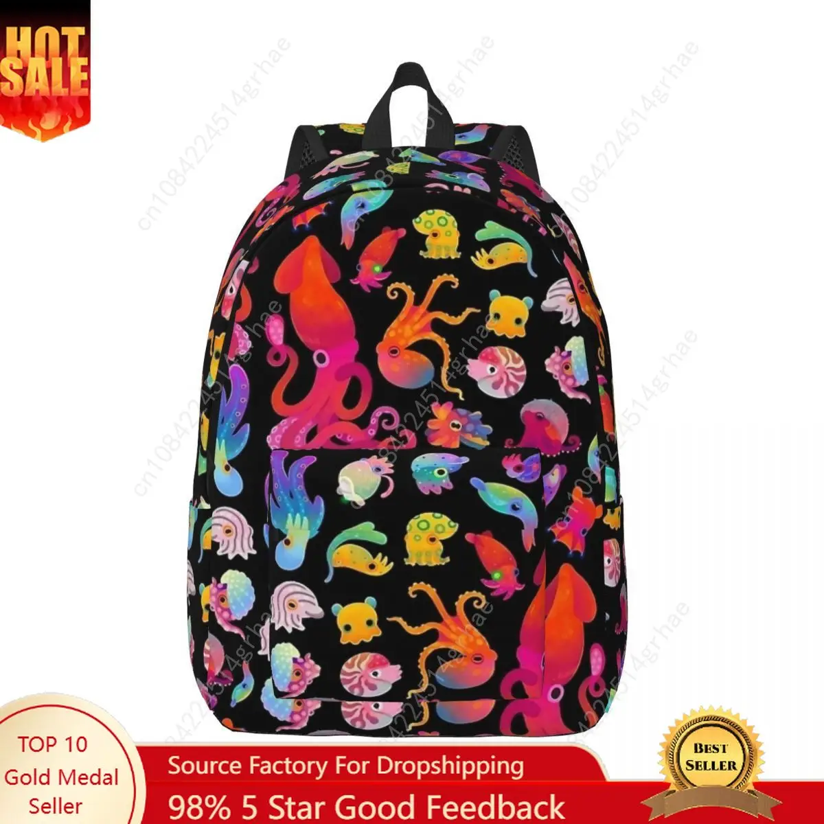 Cephalopod Cute Kawaii Design Backpack Middle High College School Student Features Colorful Octopus Squid Bookbag Teens Daypack