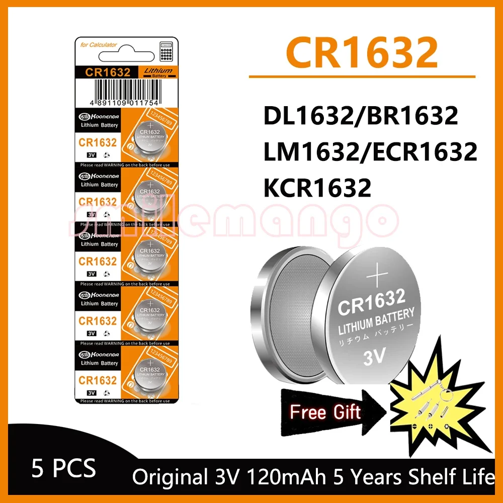 2-50 3V 120mAh CR1632 Coin Cells Batteries CR 1632 DL1632 BR1632 LM1632 ECR1632 Lithium Button Battery For Watch Car Remote Key