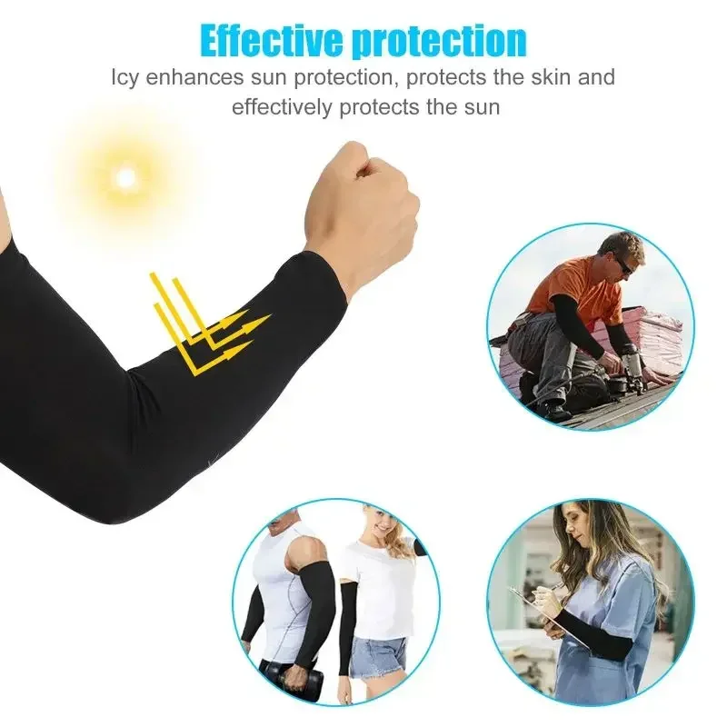 1 Par de Mangas Refrigerantes para Brazos, Protección Solar de Verano para Hombres y Mujeres, Mangas de Seda de Hielo para Ciclismo, Deportes al Aire Libre, Golf y Correr