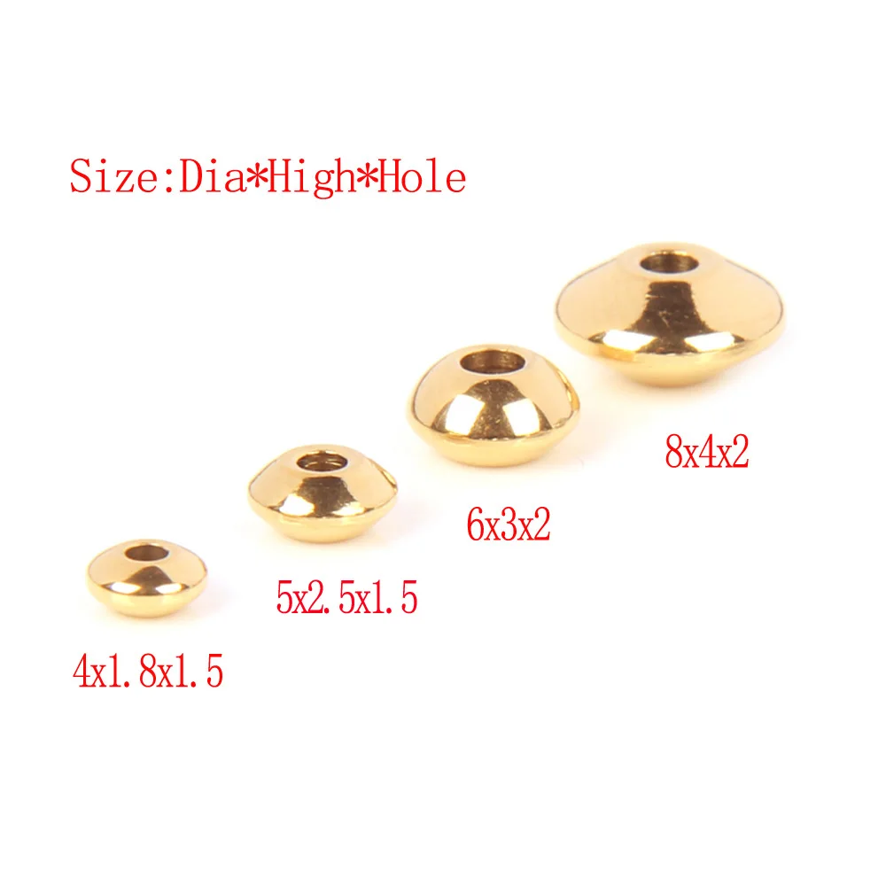 50 Stück Edelstahl Runde Flache Rondelle-Abstandshalter UFO Goldperlen DIY Charms Abaci-Perlen für Schmuckherstellung Großhandel – Detail 5