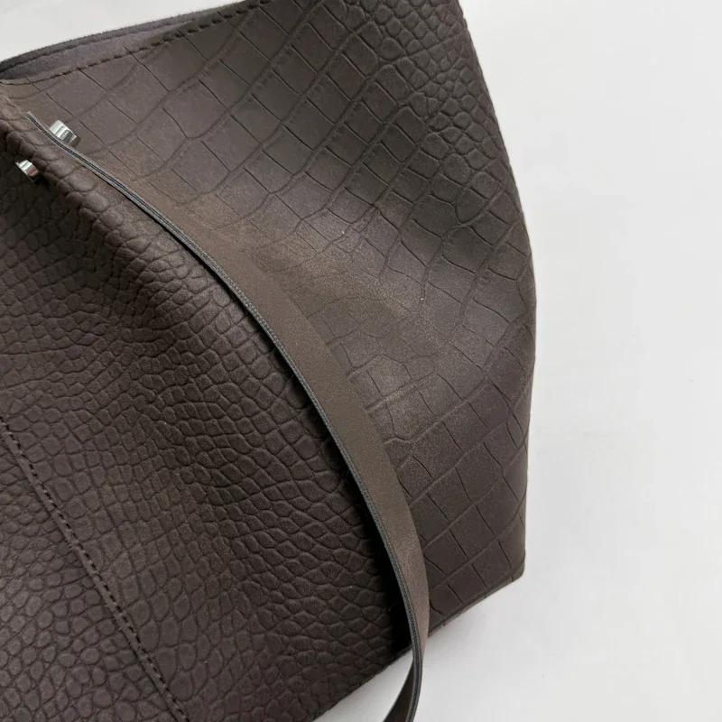 Elegante Krokodil-Prägung Leder-Handtasche für Damen Luxus-Designer Große Kapazität Schultertasche Breitflügel-Handtasche – Detail 5