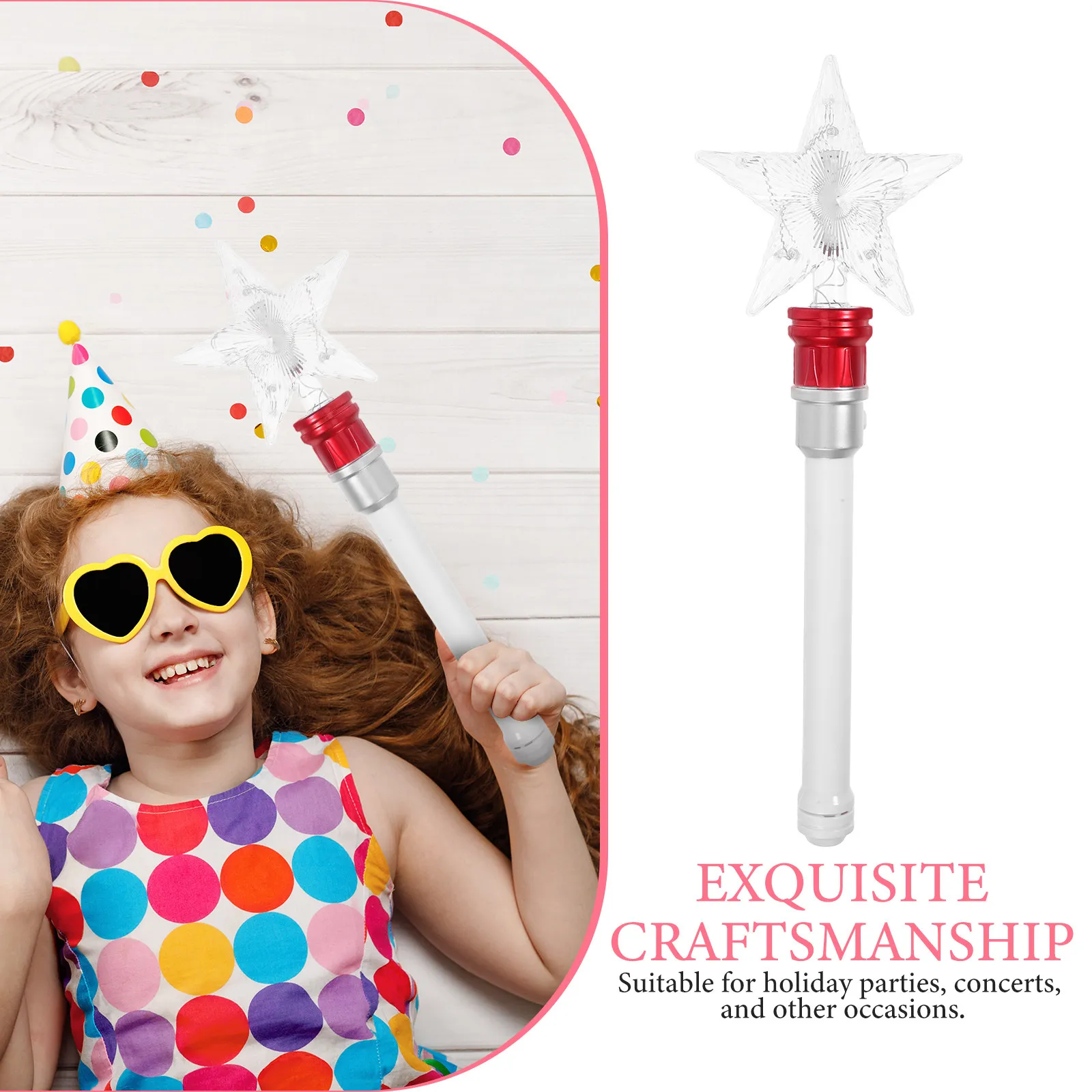 Glowing Star Wand Light Up Rotating Fairy Stick Party Festival Prop for Women Princess Costume