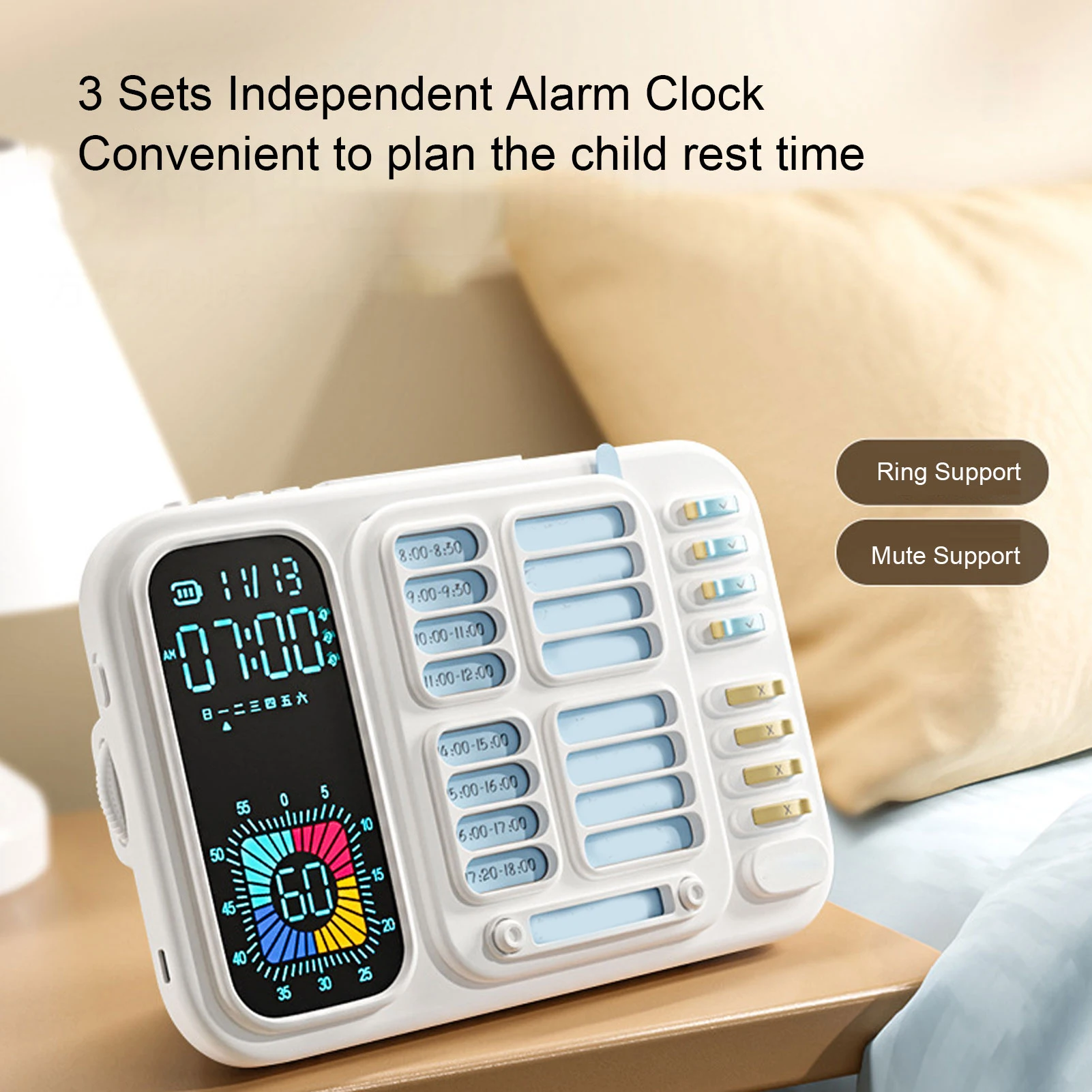 مؤقت بصري صامت مع بطاقات مهمة للوحة التخطيط وساعة منبه لمدير الوقت للأطفال للفصول الدراسية ومدير الموقت البصري للاستخدام المنزلي