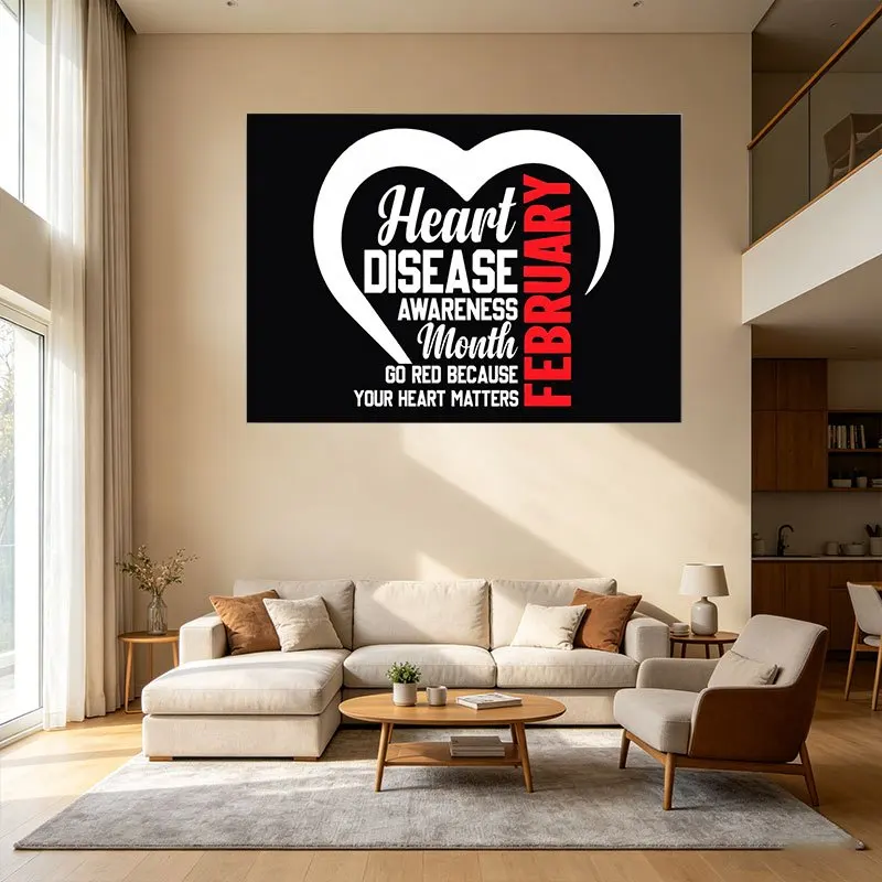 Heart Disease Awareness Month Go Red Because Your Heart Matters Large Wall Art Tapestry Decor for Living Room