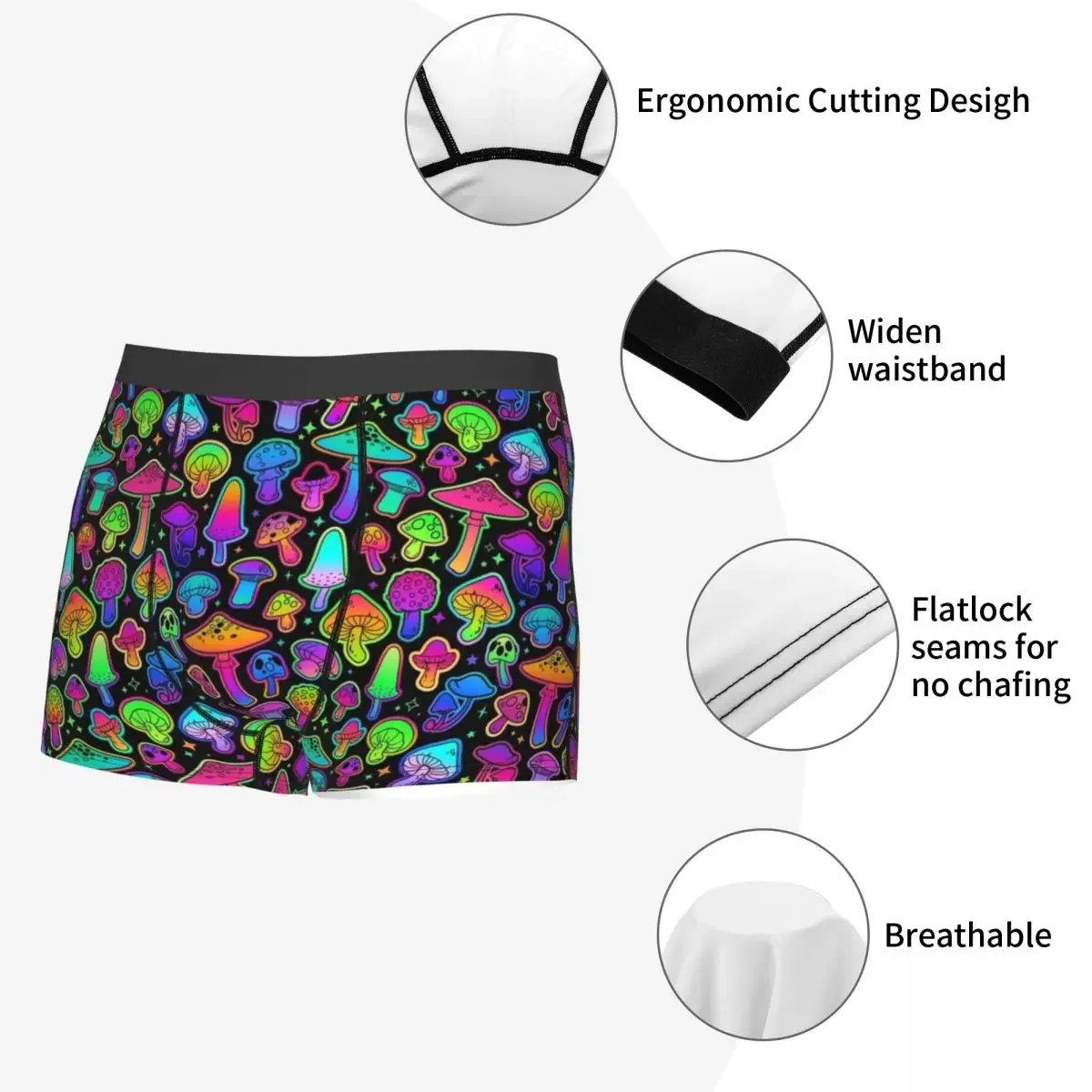 Psychedelic Magic Mushrooms Underwear Men Sexy Printed Customized Boxer Briefs Shorts Panties Soft Underpants