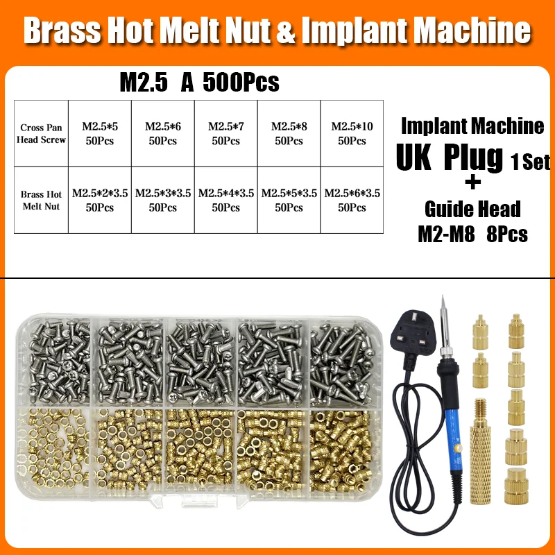 Messing Hot Melt Gewinde einsatz Mutter Eisens pitze 3D-Drucker Zubehör Heiz mutter Edelstahl Schraube Schraube Einst eck mutter Kit m2 m2, 5 m3 m4 – Detail 19