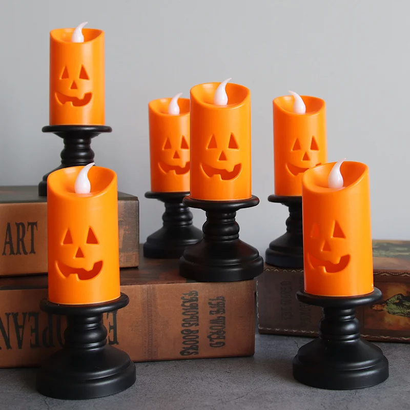 12 Stuks Halloween Happy Decoratie Verlichting Feest Rekwisieten Kaars Pompoen Kaars Kleurrijke Kamer Verlichting Led Kandelaars Ornamenten